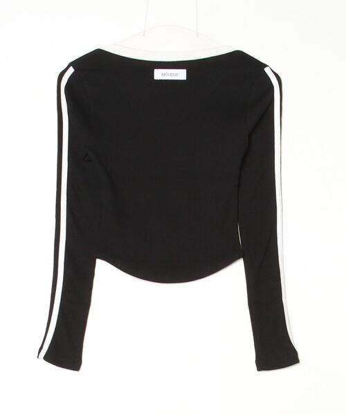 MUCENT(ムセント)の「【MUCENT】ブランド直輸入正規品/MUCENT/BINDING TRACK LINE V-NECK T(Tシャツ/カットソー・レディース・ブラック/ネイビー/グレー・FREE)」の4枚目の写真