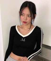 【MUCENT】ブランド直輸入正規品/MUCENT/BINDING TRACK LINE V-NECK T