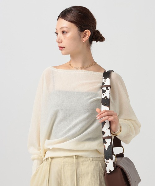 BAYFLOW（ベイフロー）の「[ドライタッチな素材感]シアードルマンニットプルオーバー（ニット/セーター・レディース・ブラウン/オフホワイト/ブラック・FREE）」の6枚目の写真