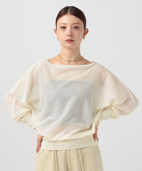 BAYFLOW（ベイフロー）の「[ドライタッチな素材感]シアードルマンニットプルオーバー（ニット/セーター・レディース・ブラウン/オフホワイト/ブラック・FREE）」の7枚目の写真