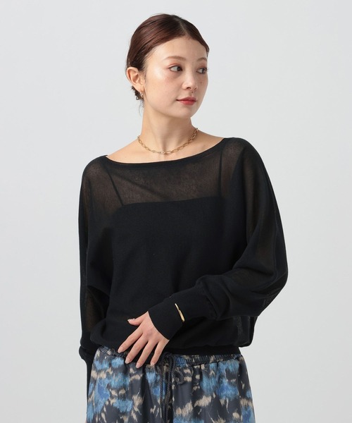 BAYFLOW（ベイフロー）の「[ドライタッチな素材感]シアードルマンニットプルオーバー（ニット/セーター・レディース・ブラウン/オフホワイト/ブラック・FREE）」の12枚目の写真