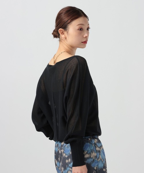 BAYFLOW（ベイフロー）の「[ドライタッチな素材感]シアードルマンニットプルオーバー（ニット/セーター・レディース・ブラウン/オフホワイト/ブラック・FREE）」の14枚目の写真