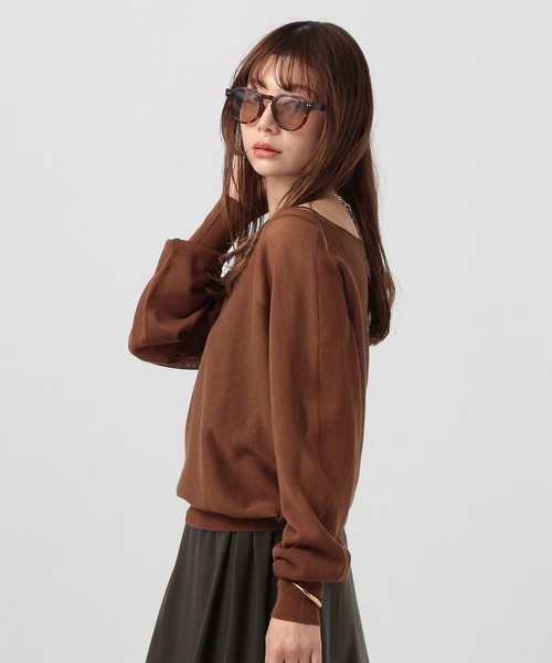 BAYFLOW（ベイフロー）の「[ドライタッチな素材感]シアードルマンニットプルオーバー（ニット/セーター・レディース・ブラウン/オフホワイト/ブラック・FREE）」の19枚目の写真