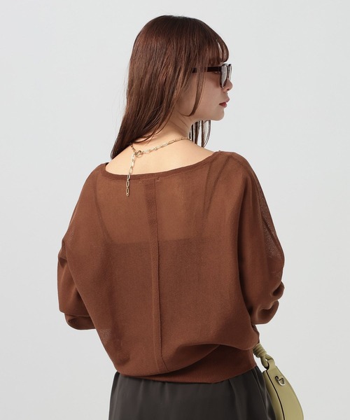 BAYFLOW（ベイフロー）の「[ドライタッチな素材感]シアードルマンニットプルオーバー（ニット/セーター・レディース・ブラウン/オフホワイト/ブラック・FREE）」の20枚目の写真