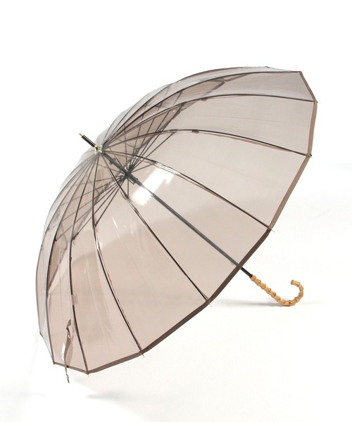 GEORGE'S（ジョージズ）の「[晴雨雨傘/長傘]Wpc.バンブーハンドルビニール傘（長傘・レディース・ブラウン/ブルー/クリア・FREE）」の2枚目の写真