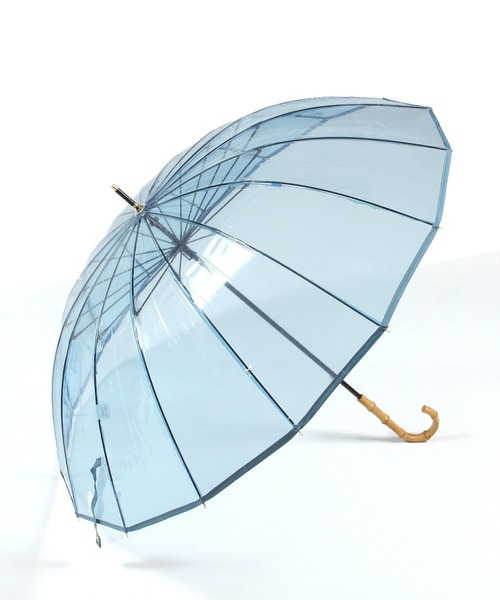 GEORGE'S（ジョージズ）の「[晴雨雨傘/長傘]Wpc.バンブーハンドルビニール傘（長傘・レディース・ブラウン/ブルー/クリア・FREE）」の3枚目の写真