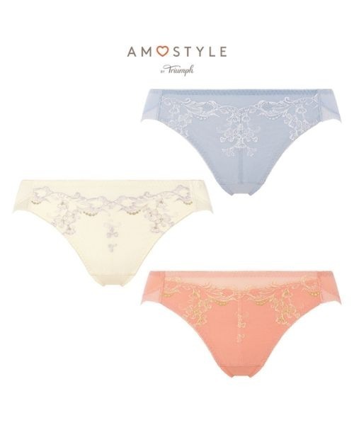 AMOSTYLE BY Triumph(アモスタイルバイトリンプ)の「サニタリー(レギュラー) ヴィーナスエア AMST1543 SAN.Hikini JX(ショーツ・レディース・ブルー/ホワイト/コーラルピンク・L/M)」の4枚目の写真