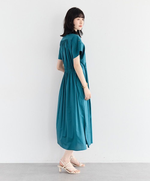 YECCA VECCA（イェッカヴェッカ）の「ORGABITS タックシャツワンピース（シャツワンピース・レディース・ブルーグリーン/ベージュ/チャコールグレー・FREE）」の5枚目の写真