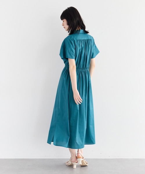 YECCA VECCA（イェッカヴェッカ）の「ORGABITS タックシャツワンピース（シャツワンピース・レディース・ブルーグリーン/ベージュ/チャコールグレー・FREE）」の7枚目の写真