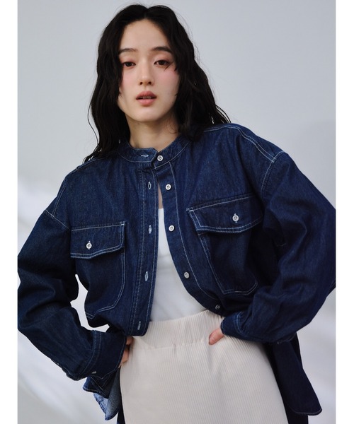 P.V.T(ピーブイティー)の「フラップポケット付きドロップデニムシャツ(シャツ/ブラウス・レディース・ブルー/サックスブルー系/Navy・M)」の6枚目の写真