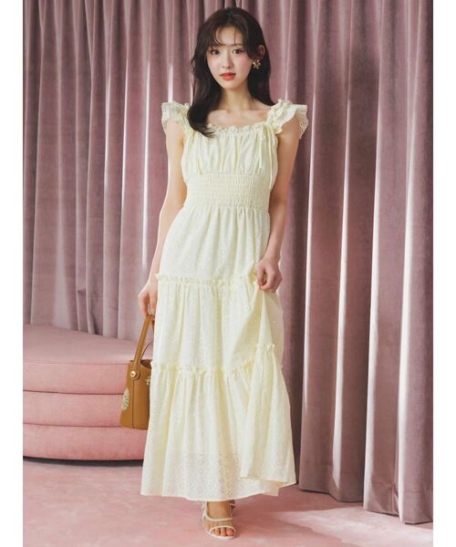 dazzlin（ダズリン）の「2wayフリルコットンレースワンピース（ワンピース・レディース・イエロー/ブルー/オフホワイト・MEDIUM/SMALL）」の4枚目の写真
