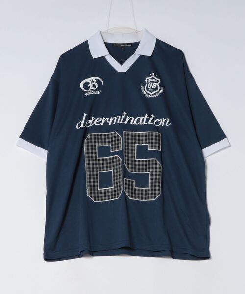 Jungle Storm(ジャングルストーム)の「チェック貼り付けサッカーTシャツ(Tシャツ/カットソー・メンズ・ホワイト/ブラック/ネイビー・LARGE/MEDIUM)」の3枚目の写真