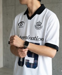 チェック貼り付けサッカーTシャツ