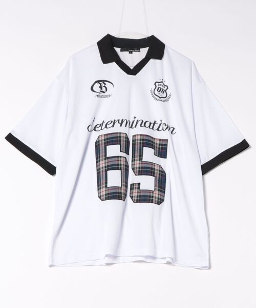 Jungle Storm(ジャングルストーム)の「チェック貼り付けサッカーTシャツ(Tシャツ/カットソー・メンズ・ホワイト/ブラック/ネイビー・LARGE/MEDIUM)」の2枚目の写真