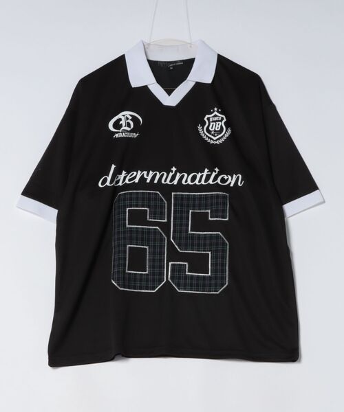 Jungle Storm(ジャングルストーム)の「チェック貼り付けサッカーTシャツ(Tシャツ/カットソー・メンズ・ホワイト/ブラック/ネイビー・LARGE/MEDIUM)」の1枚目の写真