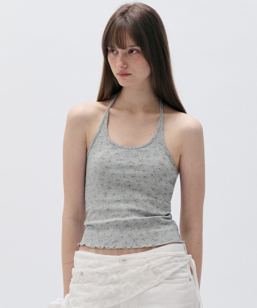 ROLAROLA（ロラロラ）の「NUBASIC FLOWER HALTER NECK TOP GRAY（Tシャツ/カットソー・レディース・グレー・FREE）」の2枚目の写真