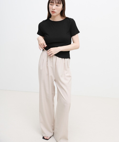 select MOCA(セレクトモカ)の「ウエストギャザーストレートリラックスパンツ【接触冷感/セットアップ対応】(その他パンツ・レディース・ベージュ/チャコールグレー・LARGE/MEDIUM)」の9枚目の写真