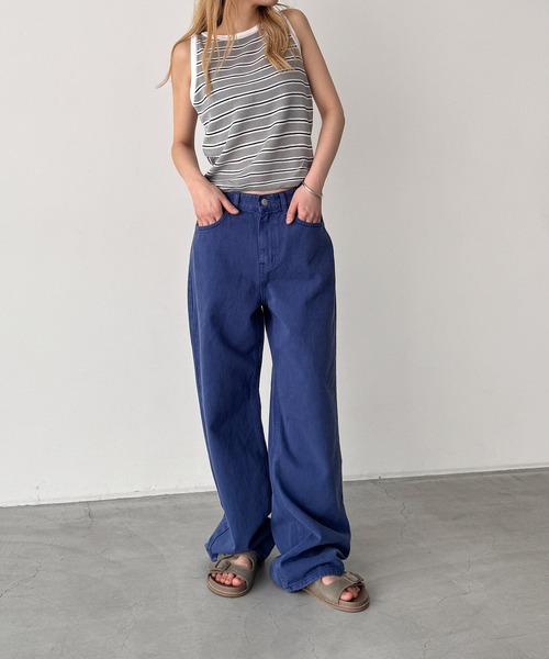 CANAL JEAN（キャナルジーン）の「SLEEK　カラーストレートパンツ（その他パンツ・レディース・ブルー・SMALL/MEDIUM）」の5枚目の写真