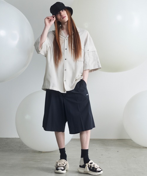 MAISON SPECIAL（メゾンスペシャル）の「《UNISEX》Cargo Pocket Prime-Over Sheer Open Collar Shirt/カーゴポケットプライムオーバーシアーオープンカラーシャツ【MAISON SPECIAL/メゾンスペシャル】（シャツ/ブラウス・メンズ・グレー/ブラック/グレイッシュベージュ・0/1/2）」の13枚目の写真