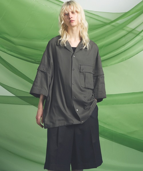 UNISEX Cargo Pocket Prime‑Over Sheer Open Collar Shirt — MAISON SPECIAL