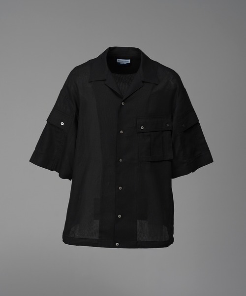 MAISON SPECIAL（メゾンスペシャル）の「《UNISEX》Cargo Pocket Prime-Over Sheer Open Collar Shirt/カーゴポケットプライムオーバーシアーオープンカラーシャツ【MAISON SPECIAL/メゾンスペシャル】（シャツ/ブラウス・メンズ・グレー/ブラック/グレイッシュベージュ・0/1/2）」の5枚目の写真