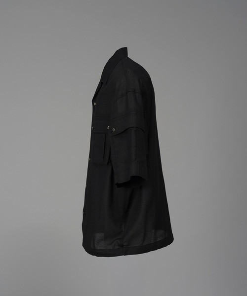 MAISON SPECIAL（メゾンスペシャル）の「《UNISEX》Cargo Pocket Prime-Over Sheer Open Collar Shirt/カーゴポケットプライムオーバーシアーオープンカラーシャツ【MAISON SPECIAL/メゾンスペシャル】（シャツ/ブラウス・メンズ・グレー/ブラック/グレイッシュベージュ・0/1/2）」の6枚目の写真