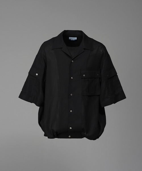 MAISON SPECIAL（メゾンスペシャル）の「《UNISEX》Cargo Pocket Prime-Over Sheer Open Collar Shirt/カーゴポケットプライムオーバーシアーオープンカラーシャツ【MAISON SPECIAL/メゾンスペシャル】（シャツ/ブラウス・メンズ・グレー/ブラック/グレイッシュベージュ・0/1/2）」の8枚目の写真