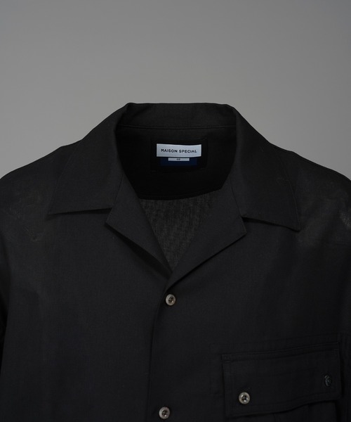 MAISON SPECIAL（メゾンスペシャル）の「《UNISEX》Cargo Pocket Prime-Over Sheer Open Collar Shirt/カーゴポケットプライムオーバーシアーオープンカラーシャツ【MAISON SPECIAL/メゾンスペシャル】（シャツ/ブラウス・メンズ・グレー/ブラック/グレイッシュベージュ・0/1/2）」の9枚目の写真