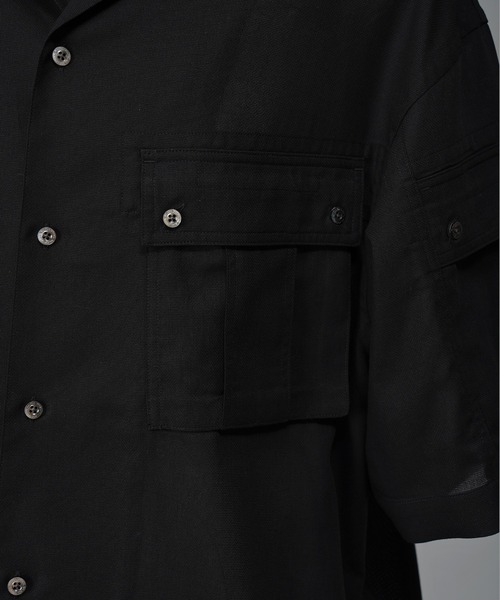 MAISON SPECIAL（メゾンスペシャル）の「《UNISEX》Cargo Pocket Prime-Over Sheer Open Collar Shirt/カーゴポケットプライムオーバーシアーオープンカラーシャツ【MAISON SPECIAL/メゾンスペシャル】（シャツ/ブラウス・メンズ・グレー/ブラック/グレイッシュベージュ・0/1/2）」の10枚目の写真
