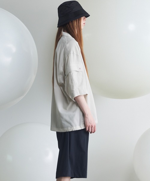 MAISON SPECIAL（メゾンスペシャル）の「《UNISEX》Cargo Pocket Prime-Over Sheer Open Collar Shirt/カーゴポケットプライムオーバーシアーオープンカラーシャツ【MAISON SPECIAL/メゾンスペシャル】（シャツ/ブラウス・メンズ・グレー/ブラック/グレイッシュベージュ・0/1/2）」の17枚目の写真