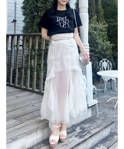 dazzlin(ダズリン)の「シアーレイヤードラッフルパンツスカート(スカート・レディース・ネイビー/アイボリー/ブラウン・SMALL/MEDIUM)」の10枚目の写真