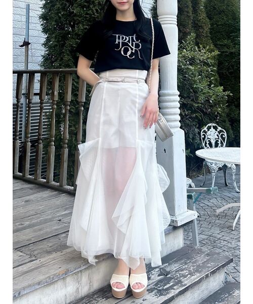 dazzlin(ダズリン)の「シアーレイヤードラッフルパンツスカート(スカート・レディース・ネイビー/アイボリー/ブラウン・SMALL/MEDIUM)」の11枚目の写真
