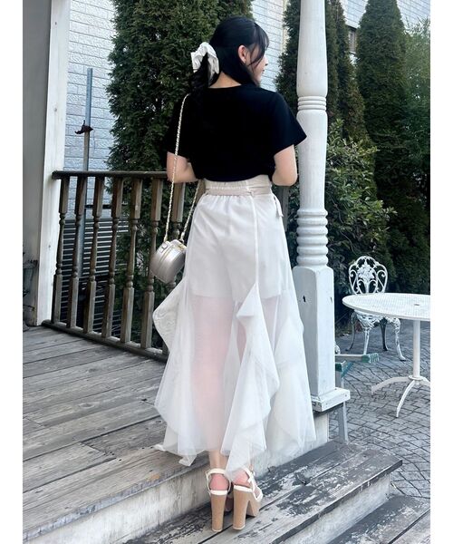 dazzlin(ダズリン)の「シアーレイヤードラッフルパンツスカート(スカート・レディース・ネイビー/アイボリー/ブラウン・SMALL/MEDIUM)」の12枚目の写真