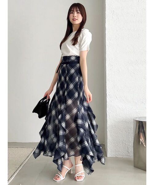 dazzlin(ダズリン)の「シアーレイヤードラッフルパンツスカート(スカート・レディース・ネイビー/アイボリー/ブラウン・SMALL/MEDIUM)」の20枚目の写真