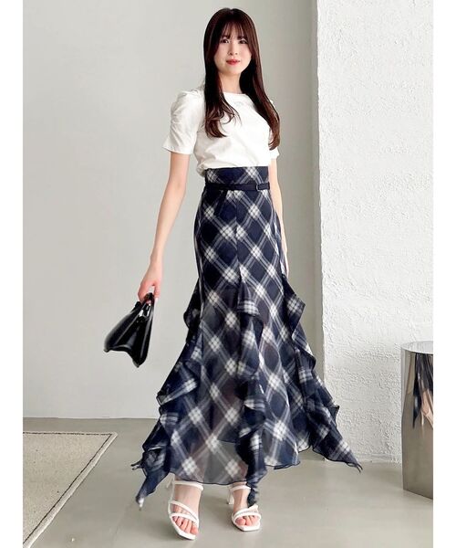 dazzlin(ダズリン)の「シアーレイヤードラッフルパンツスカート(スカート・レディース・ネイビー/アイボリー/ブラウン・SMALL/MEDIUM)」の22枚目の写真