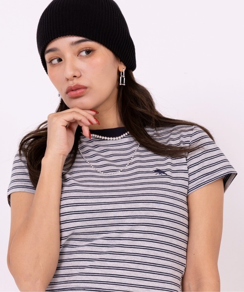 POLOCHAMPS(ポロチャンプス)の「【POLOCHAMPS】ポロチャンプス/ボーダー刺繍ショートTシャツ(Tシャツ/カットソー・レディース・ブラック×ホワイト/ネイビー/ブラック×グレー/ブラック・FREE)」の13枚目の写真