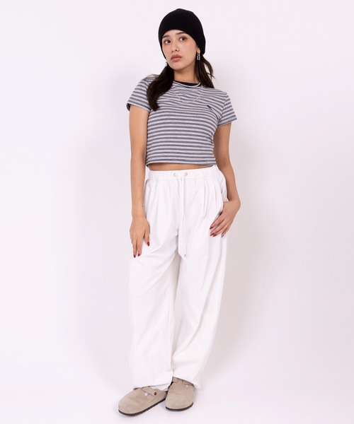 POLOCHAMPS(ポロチャンプス)の「【POLOCHAMPS】ポロチャンプス/ボーダー刺繍ショートTシャツ(Tシャツ/カットソー・レディース・ブラック×ホワイト/ネイビー/ブラック×グレー/ブラック・FREE)」の19枚目の写真
