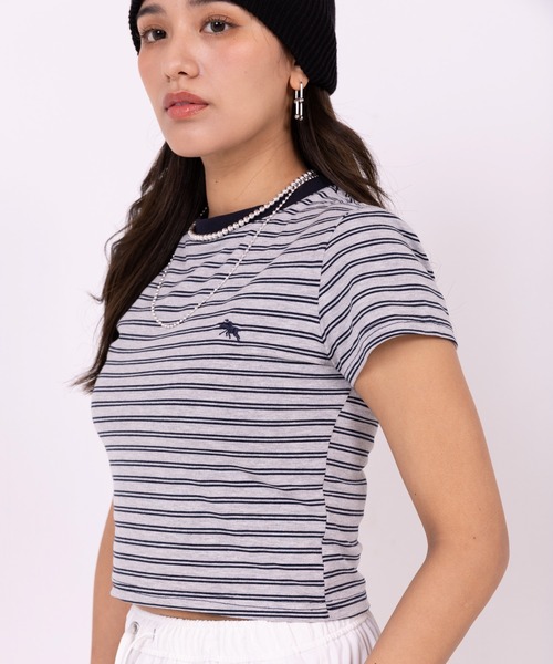 POLOCHAMPS(ポロチャンプス)の「【POLOCHAMPS】ポロチャンプス/ボーダー刺繍ショートTシャツ(Tシャツ/カットソー・レディース・ブラック×ホワイト/ネイビー/ブラック×グレー/ブラック・FREE)」の17枚目の写真