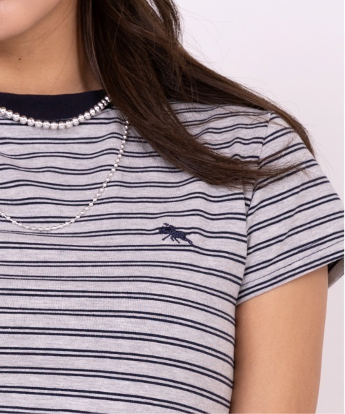 POLOCHAMPS(ポロチャンプス)の「【POLOCHAMPS】ポロチャンプス/ボーダー刺繍ショートTシャツ(Tシャツ/カットソー・レディース・ブラック×ホワイト/ネイビー/ブラック×グレー/ブラック・FREE)」の20枚目の写真