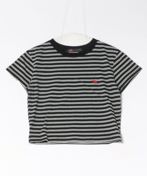 POLOCHAMPS(ポロチャンプス)の「【POLOCHAMPS】ポロチャンプス/ボーダー刺繍ショートTシャツ(Tシャツ/カットソー・レディース・ブラック×ホワイト/ネイビー/ブラック×グレー/ブラック・FREE)」の12枚目の写真