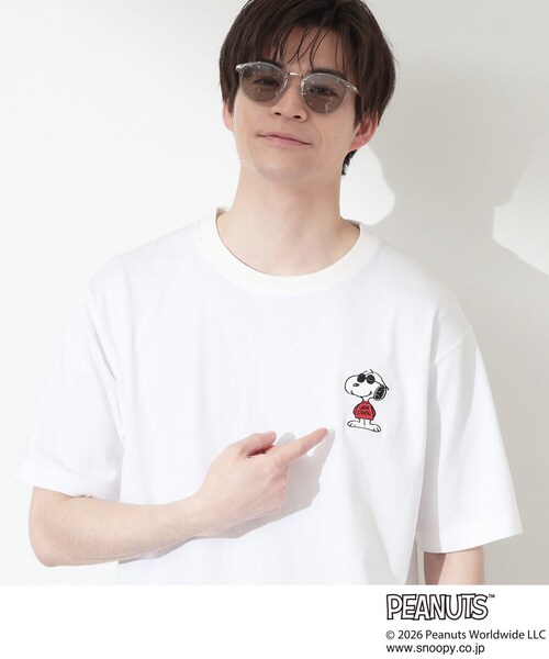 THE SHOP TK (ザ ショップ ティーケー )の「PEANUTS / ピーナッツ スヌーピー ワンポイント刺繍 半袖Tシャツ(Tシャツ/カットソー・メンズ・ホワイト系8/ホワイト系6・02/04/03)」の4枚目の写真