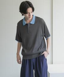 フェイクレイヤードニットポロシャツ