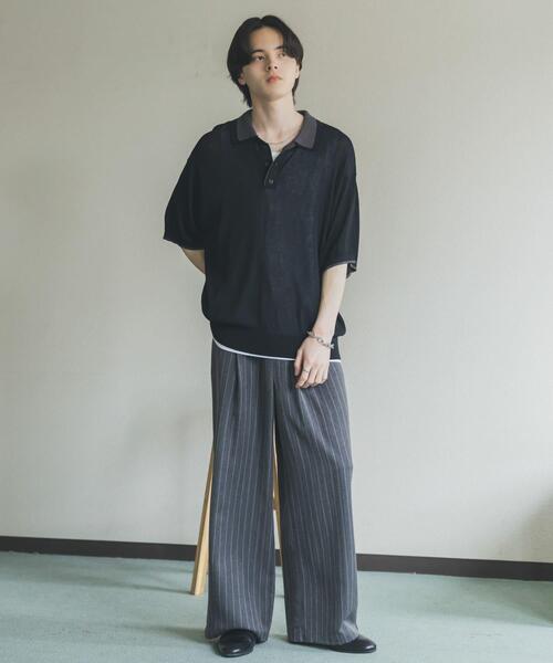 SENSE OF PLACE by URBAN RESEARCH（センスオブプレイスバイアーバンリサーチ）の「フェイクレイヤードニットポロシャツ（ニット/セーター・メンズ・ネイビー/ブラック/ミント・LARGE/MEDIUM）」の11枚目の写真