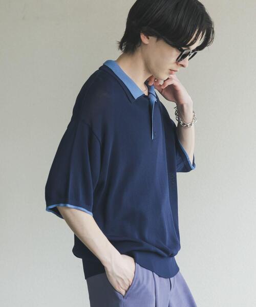 SENSE OF PLACE by URBAN RESEARCH(センスオブプレイスバイアーバンリサーチ)の「フェイクレイヤードニットポロシャツ(ニット/セーター・メンズ・ネイビー/ブラック/ミント/チャコールグレー・LARGE/MEDIUM)」の11枚目の写真