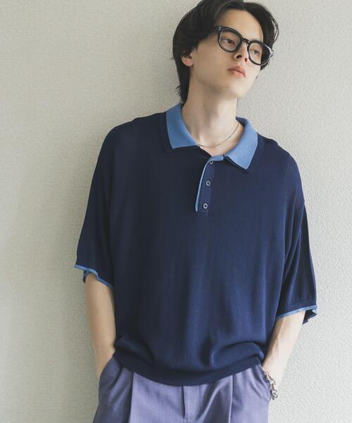 SENSE OF PLACE by URBAN RESEARCH(センスオブプレイスバイアーバンリサーチ)の「フェイクレイヤードニットポロシャツ(ニット/セーター・メンズ・ネイビー/ブラック/ミント/チャコールグレー・LARGE/MEDIUM)」の12枚目の写真