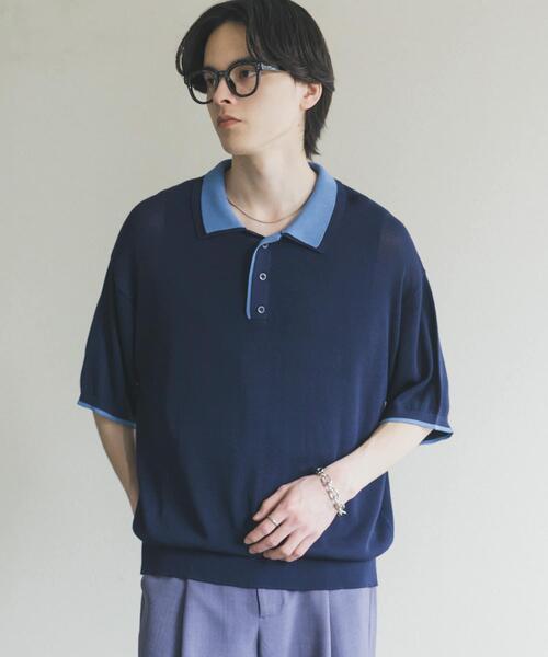 SENSE OF PLACE by URBAN RESEARCH(センスオブプレイスバイアーバンリサーチ)の「フェイクレイヤードニットポロシャツ(ニット/セーター・メンズ・ネイビー/ブラック/ミント/チャコールグレー・LARGE/MEDIUM)」の13枚目の写真