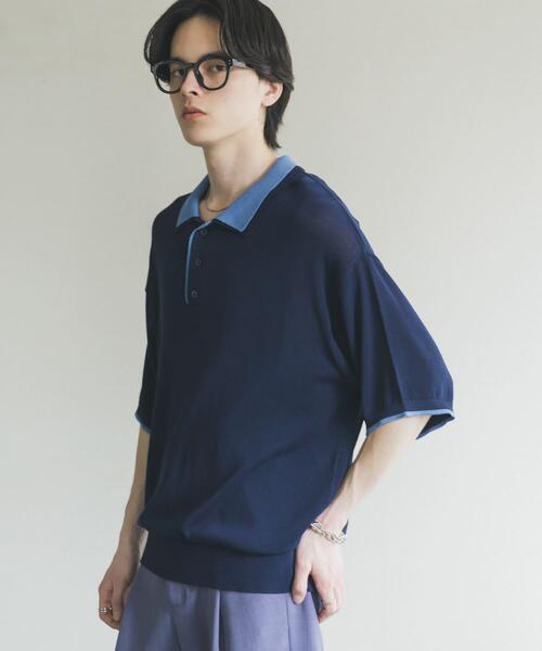 SENSE OF PLACE by URBAN RESEARCH(センスオブプレイスバイアーバンリサーチ)の「フェイクレイヤードニットポロシャツ(ニット/セーター・メンズ・ネイビー/ブラック/ミント/チャコールグレー・LARGE/MEDIUM)」の14枚目の写真