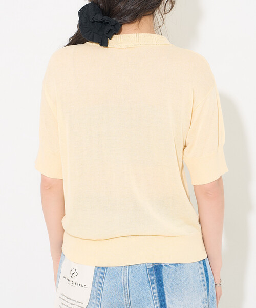 FREAK'S STORE(フリークスストア)の「レース襟 ポロニット 半袖カーディガン/サマーニット(ニット/セーター・レディース・レモンイエロー/ブルー/ブラウン・フリ-)」の7枚目の写真