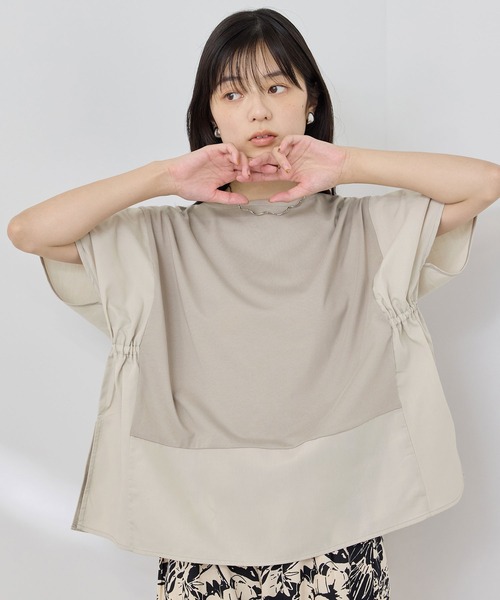 NAVY(ネイビー)の「【SARARI /サラリ】接触冷感 DRY UVカット 異素材切替クルーネック UVカットプルオーバー(Tシャツ/カットソー・レディース・ベージュ/ブルー/ブラック・M/L)」の2枚目の写真