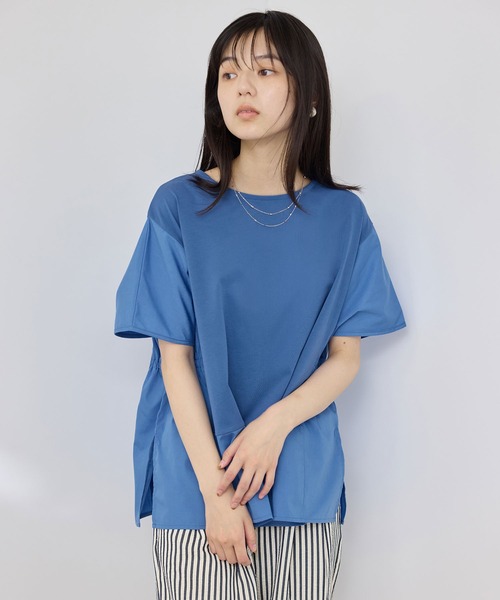NAVY(ネイビー)の「【SARARI /サラリ】接触冷感 DRY UVカット 異素材切替クルーネック UVカットプルオーバー(Tシャツ/カットソー・レディース・ベージュ/ブルー/ブラック・M/L)」の3枚目の写真
